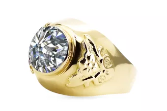 خاتم فينتاج زركونيا 14 كارت من الذهب الأصفر vrc078y